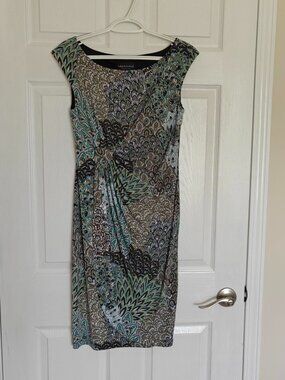 Cap sleeve multi color draped dress
